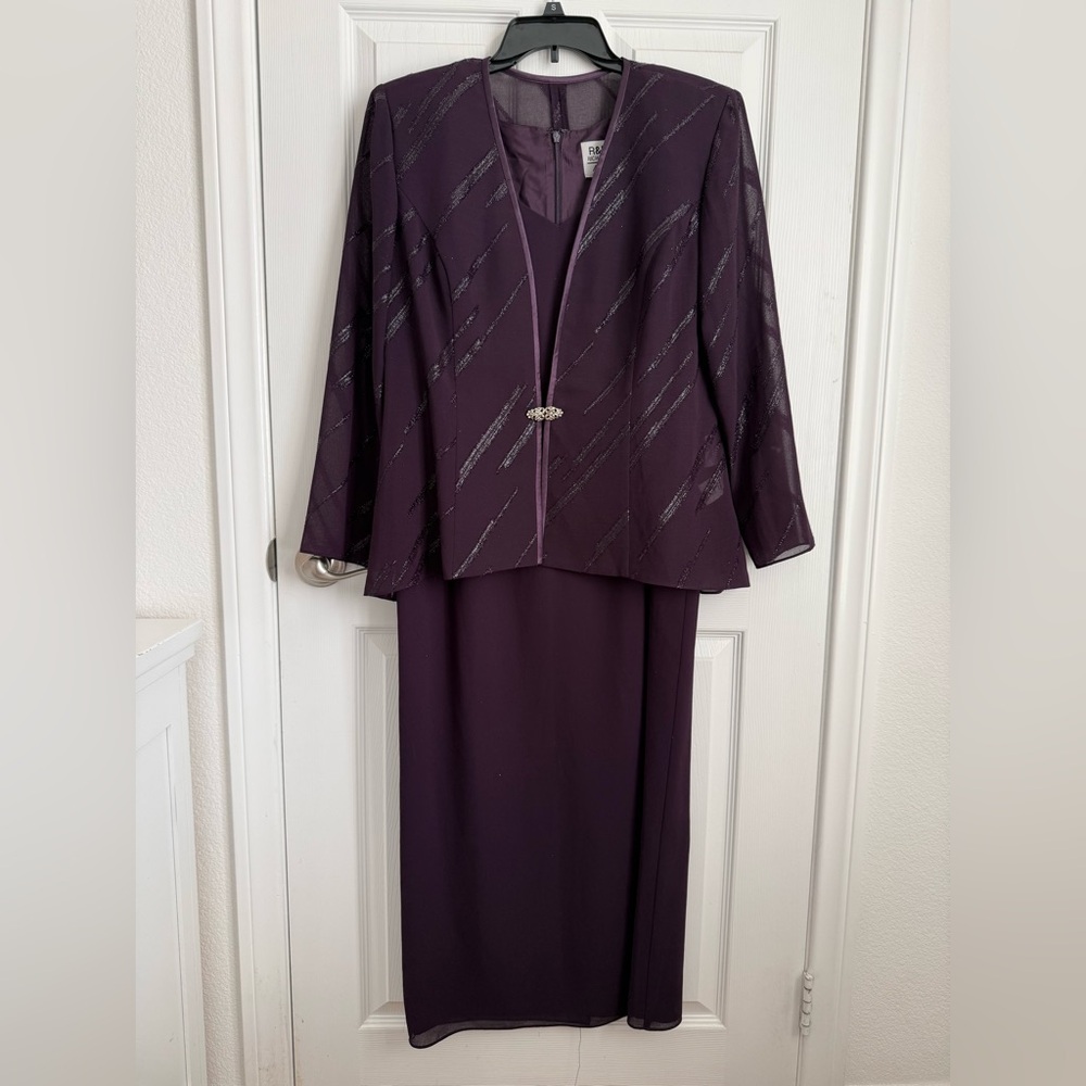 R&M Richards Deep Plum Petite Dress Top